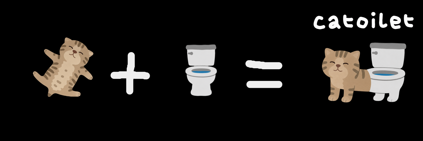 cat plus toilet equals catoilet