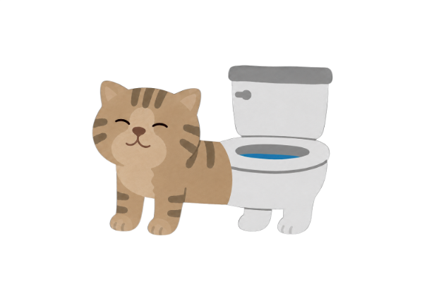 a tabby cat fused with a porcelain toilet